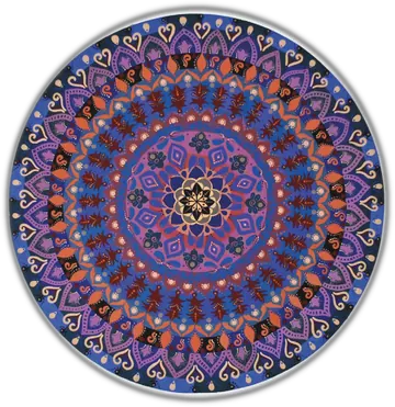Mandala de Aire sagrado en morado y azul, pintado a puntos